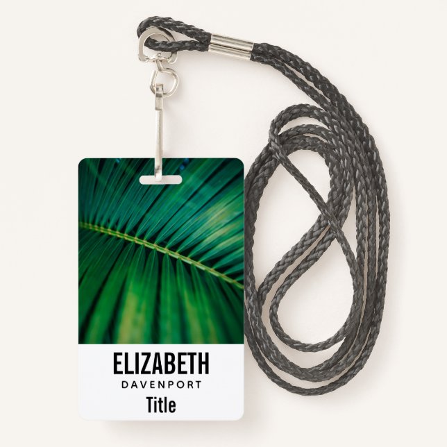 Green Leaf Tropical Forest Nature Photo ID Badge (Front with Lanyard)