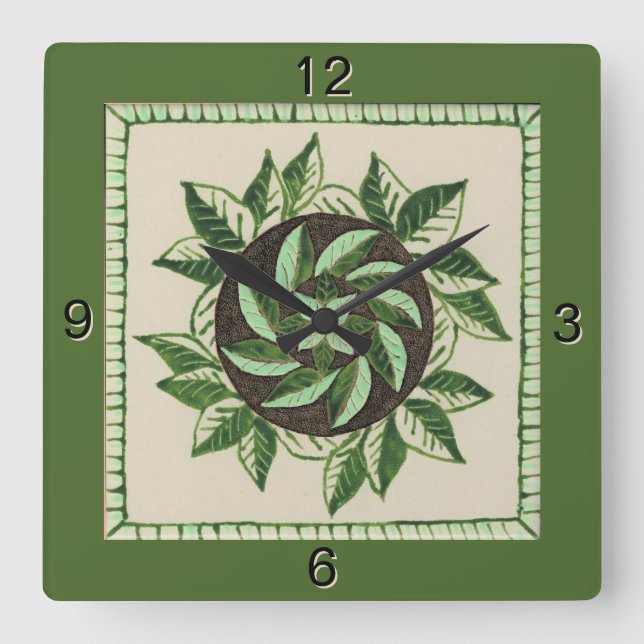 Green leaf Wall Clock (Front)