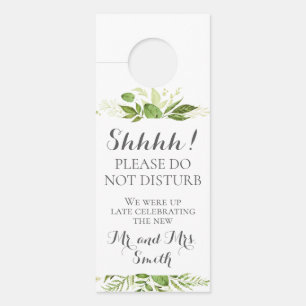 Green Leaf Wedding Door Hangers, Rustic Greenery Door Hanger