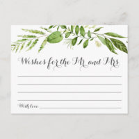 Green Leaf Wedding Wishes Cards, Rustic Greenery