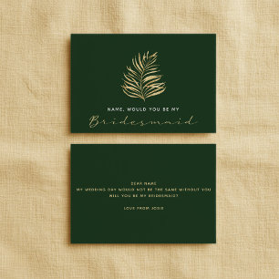 Green leaf, Will You Be My Bridesmaid Invitation
