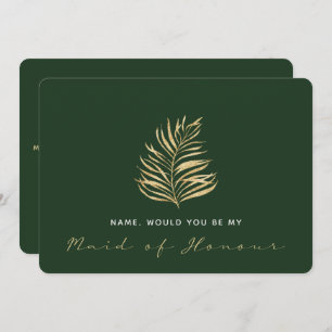 Green leaf, Will You Be My Maid of Honour  Invitation