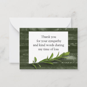 Green Leaf Wood Pattern Thank You Cards