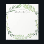 Green Leaf Wreath Personalised Stationery Notepad<br><div class="desc">More pretty Notepads in the Little Bayleigh Store!</div>