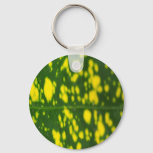 Green Leaf Yellow Dot Metal Circle Key Ring