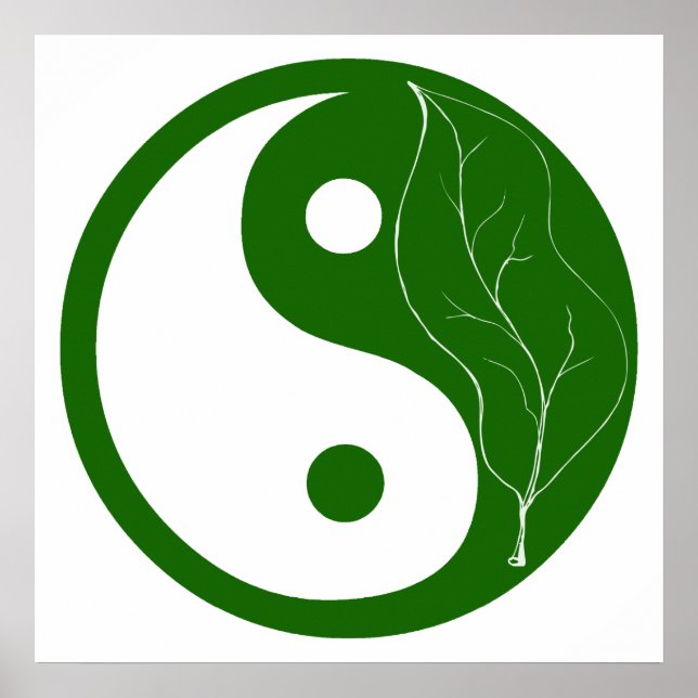 Green Leaf Yin Yang Symbol Poster (Front)