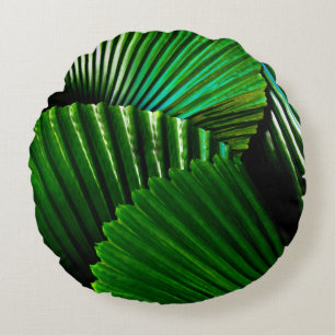 Green-leafed plant round cushion