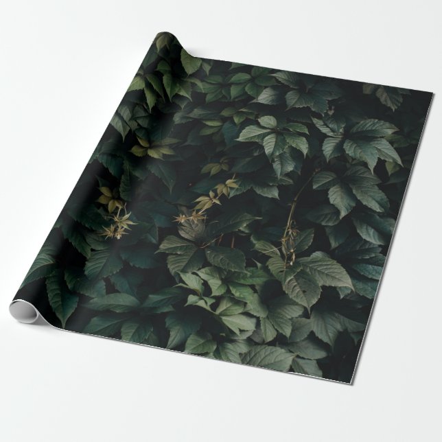 GREEN LEAFED PLANT WRAPPING PAPER (Unrolled)