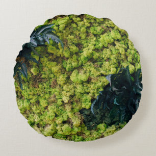 Green leafed plants round cushion