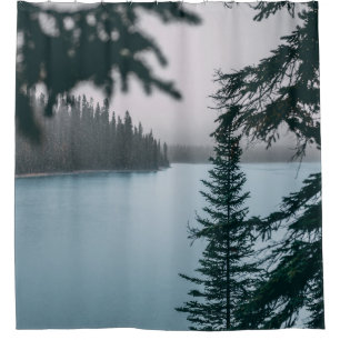 GREEN-LEAFED TREE NEAR BODY OF WATER SHOWER CURTAIN