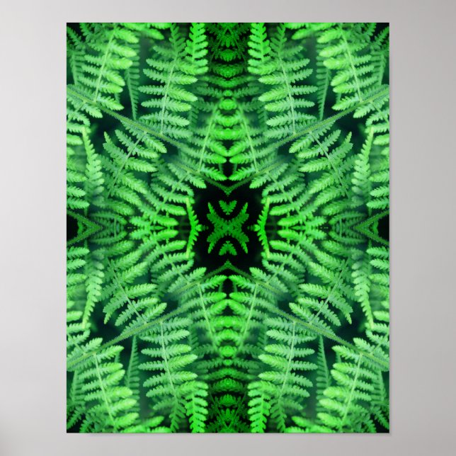 Green Leafy Ferns Abstract       Poster (Front)