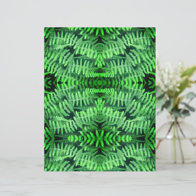 Green Leafy Ferns Abstract Scrapbook Paper (Standing Front)