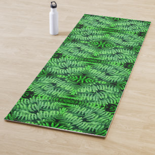 Green Leafy Ferns Abstract Yoga Mat