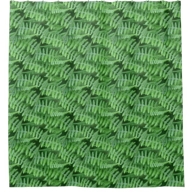 Green Leafy Ferns Nature Pattern  Shower Curtain (Front)