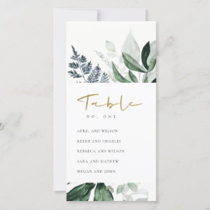 Green Leafy Foliage Seating Chart Table Number