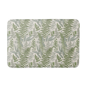 Green Leafy Garden Floral Pattern Bath Mat