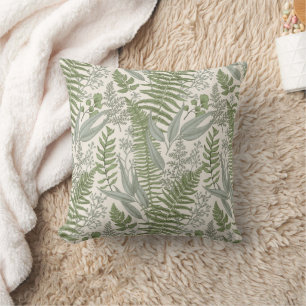Green Leafy Garden Floral Pattern Cushion