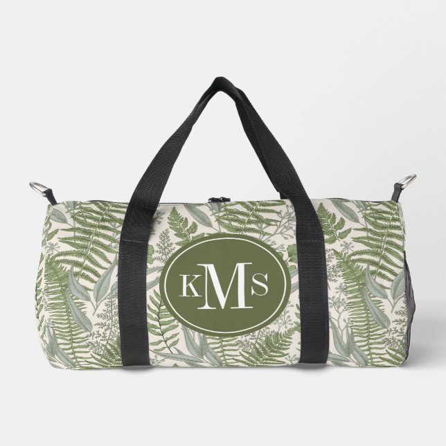 Green Leafy Garden Floral Pattern Duffle Bag (Front)
