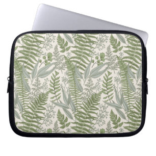 Green Leafy Garden Floral Pattern Laptop Sleeve