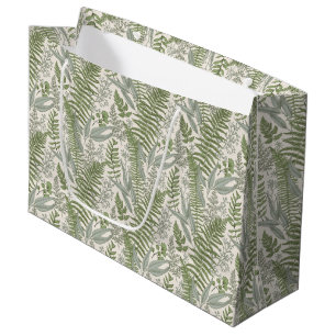 Green Leafy Garden Floral Pattern Large Gift Bag