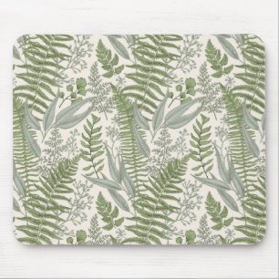 Green Leafy Garden Floral Pattern Mouse Pad
