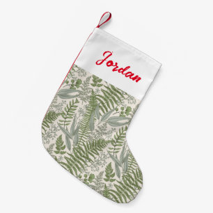 Green Leafy Garden Floral Pattern Small Christmas Stocking