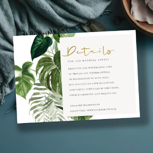 Green Leafy Palm Tropical Foliage Wedding Detail Enclosure Card