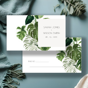 Green Leafy Palm Tropical Foliage Wedding Place Card