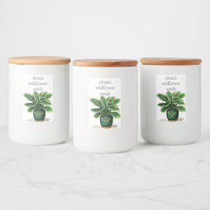 Green Leafy Plant in Green Pot with Ladybug Food Label