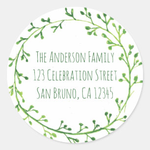 Green Leafy Wreath Classic Round Sticker