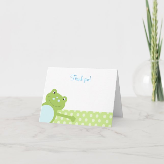 Green Leap Frog Folded Thank you note (Green) Card (Front)
