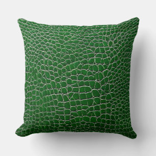 Green leather effect pattern cushion