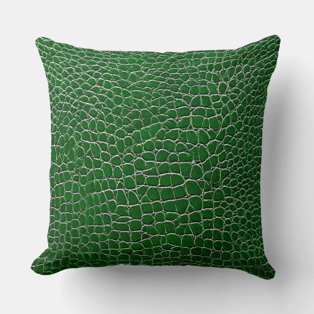 Green leather effect pattern cushion (Front)