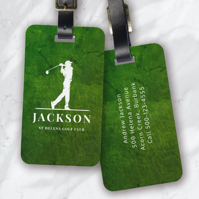 Green Leather Effect Personalised Monogram Golfer Luggage Tag (Creator Uploaded)