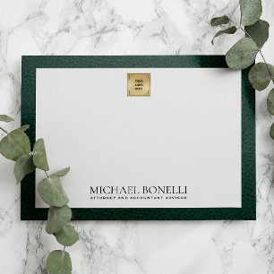 Green Leather Gold SQUARE Logo Monogram Card