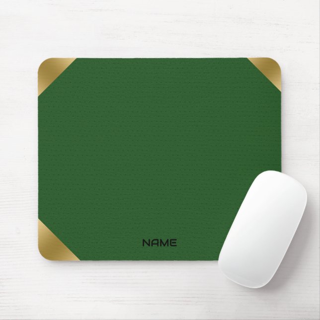 Green leather image print with gold accents mouse pad (With Mouse)