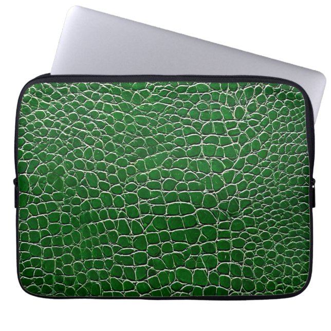 💻 Green Leather Pattern Professional Tech 💻 Laptop Sleeve (Front)