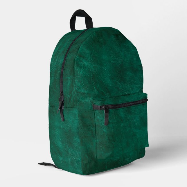 Green Leather  Printed Backpack (Back Corner Left)