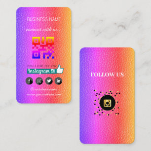 Green leather  -Social Media QR Code  Business Card