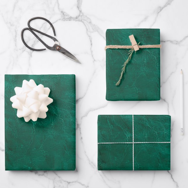 Green Leather  Wrapping Paper Sheet (Front)