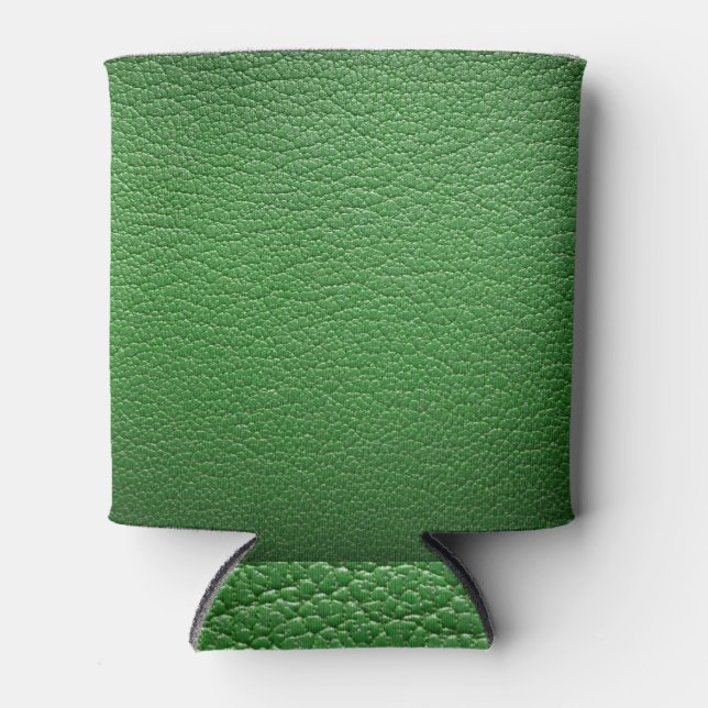 Green Leatherette: Textured Background. Can Cooler (Front)