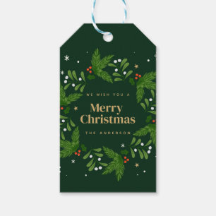 Green Leave Snowflake Merry Christmas Gift Tags