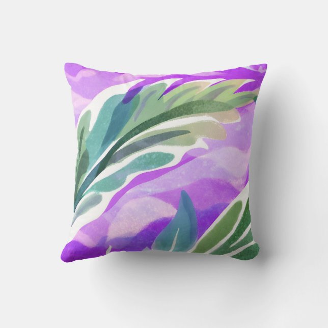 GREEN LEAVE WITH PURPLE BACKGROUND CUSHION (Back)