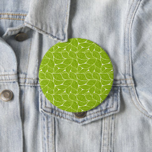 Green leaves 10 cm round badge
