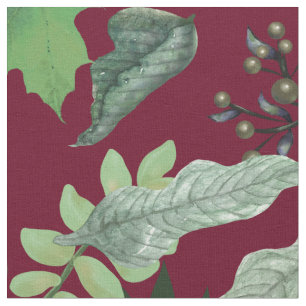 Green Leaves and Berries   Fall Colours Fabric