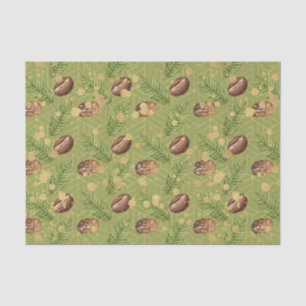 Green Leaves and Coffee Beans Tissue Paper