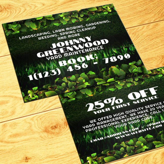 Green leaves and grass faux texture flyer (Cool landscaping flyers)