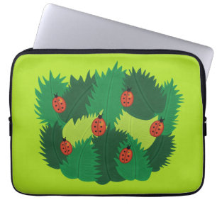 Green Leaves And Ladybugs In Spring Time Laptop Sleeve