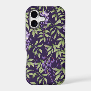 Green Leaves and Wisteria Floral Pattern