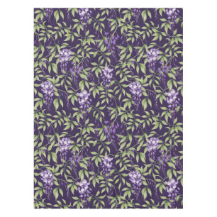 Green Leaves and Wisteria Floral Pattern Tablecloth